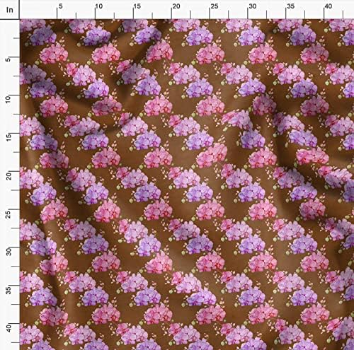 Памучен трикотажная плат Soimoi кафяв цвят, плат за бродерия с флорални принтом под формата на листата ширина 58 см