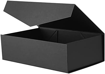 Подарък кутия JINMING 9x6,5x3,8 Инча, Подарък Кутия с капак, Черна Подарък Кутия, Кутия за Младоженеца, Сгъваема Подарък
