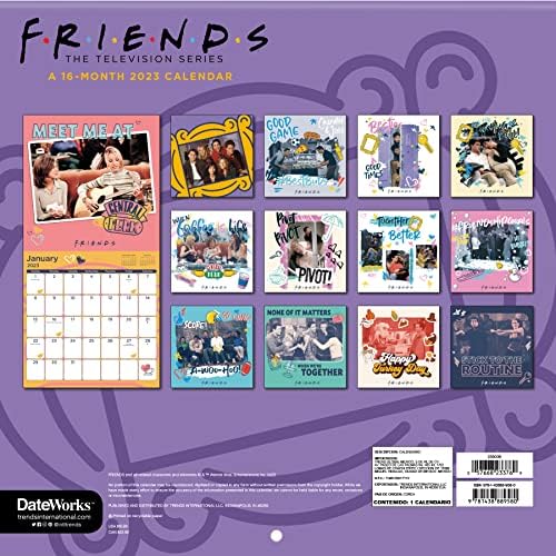 Календар приятелите на 2023 - Луксозен комплект стенни календари Приятели 2023 с повече от 100 стикери-календари