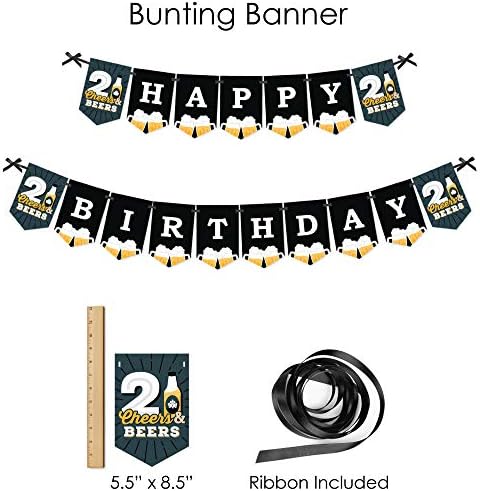 Писма е Голяма точка на щастието и бира в чест на 21 години - Аксесоари за парти в чест на 21-ви рожден ден - Комплект за декорация на банер - Fundle Пакет
