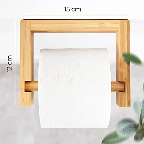 Бамбук Държач за тоалетна хартия HENNEZ Монтиране на стена - Дървен Държач за тоалетна хартия с FSC сертифицирани - Лигав