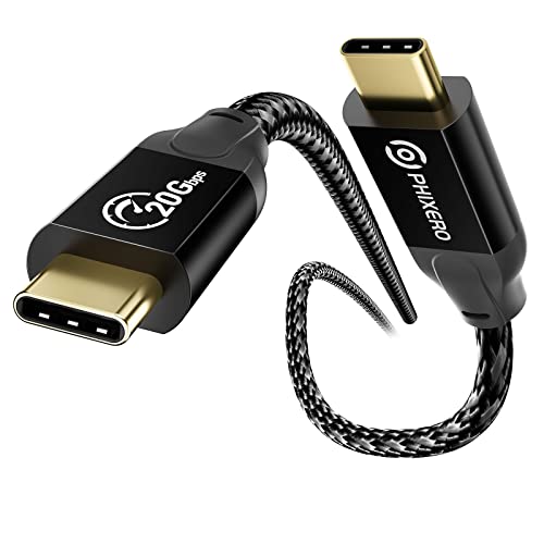 Кабел PHIXERO USB C-USB C мощност 100 W [USB C 3.2 Генерал 2x2, 20 gbps, 1,6 метра] USB Кабел C с видеовыходом