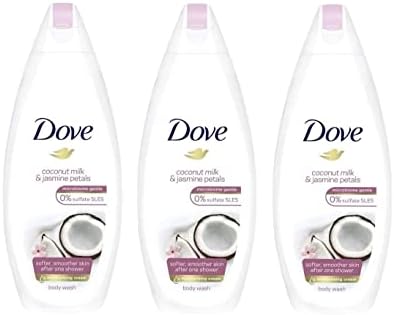 Dove Purely за грижа за тялото-Кокосово мляко с листенца от жасмин за измиване на тяло 500 мл / 16,9 грама - 3 опаковки