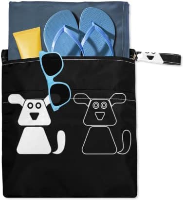 Мокра Суха Чанта с Анимационни Куче, Животни, е Черно-Бяла Водоустойчива Множество Тъканта, Чанта За Памперси,