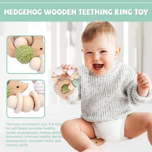 Комплект Играчки от 6 предмети - Дървени Детски играчки за бебета 0-6 месеца, Дървени играчки за Бебета,