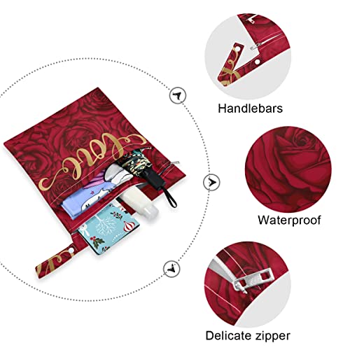 Чанта за Влажни сушене Love Roses, Пелените за многократна употреба, Мокри Чанта за Бански костюми, Водоустойчив Органайзер