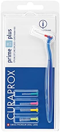 Смесен Комплект межзубных за зъби Curaprox Prime Plus, CPS 06 + CPS 07 + CPS 08 + CPS 09 + CPS 10 + CPS 11 + Щеткодержатель UHS 451, синьо