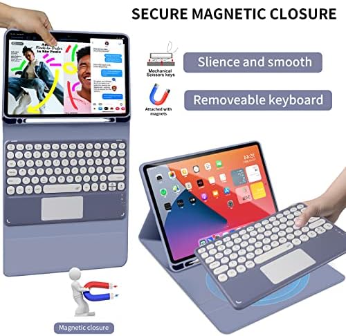 Калъф-клавиатура с кръгла бутон JKSML Тъчпад за iPad Air 4-то поколение 2020 / iPad Air 5-то поколение 2022 с