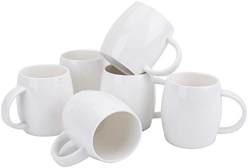Набор от Foraineam от 6 Порцеланови Чаши, 15 Грама, Определени Бели Кафе Чаши, Керамични Чаши за кафе, Чай, Сок, Какао
