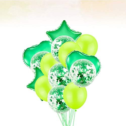 Amosfun 14 парчета е 12 инча Латексови балони с конфети, Вечерни аксесоари за Деня на Св. Патрик (5 парчета, плодово-зелени