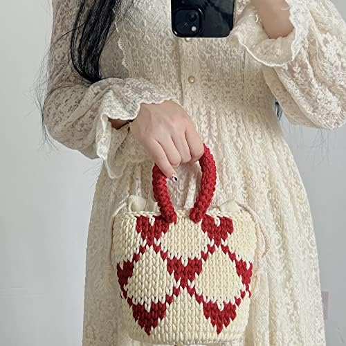 ZCMEB Чанта-тоут ръчно плетени на една кука от кръгла многожильной прежди за ръчно изработени (Цвят: E, размер: 1)