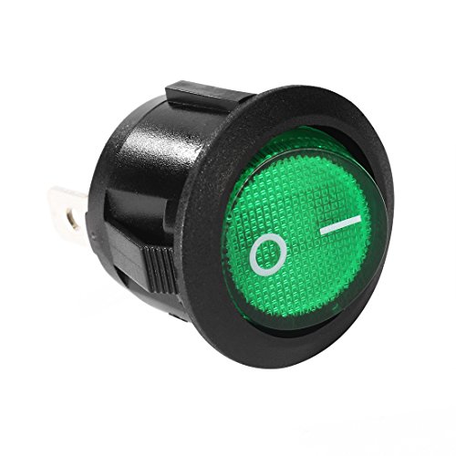 uxcell Зелена лампа С подсветка, Терминал 3 на SPST, 2-Посочен бутон за включване/изключване на захранването,