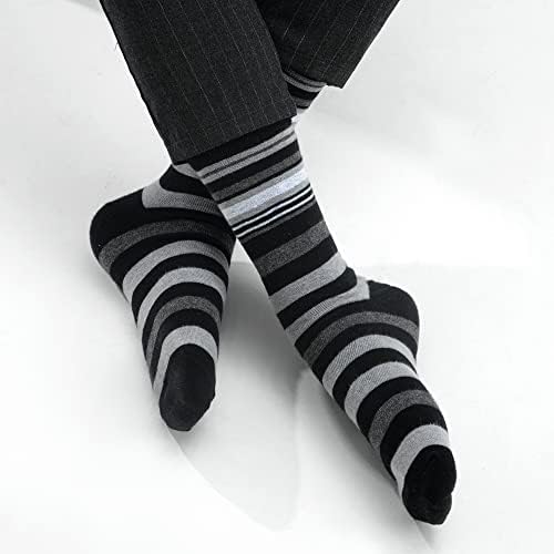 Мъжки Тържествено Чорапи, 6 Опаковки, Ежедневни Мъжки Чорапи до средата на Прасците от Черно Чесаного Памук