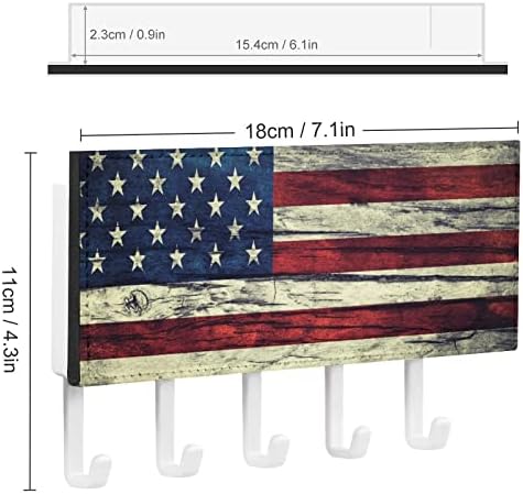 Ретро Дървен Държач за ключове с Американския Флаг на САЩ Пощенска Рафт, 5 Куки, Органайзер за Стена, Декоративни