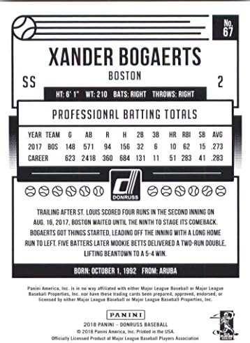2018 Бейзболна картичка Donruss #67 Ксандера Богертса Бостън Ред Сокс