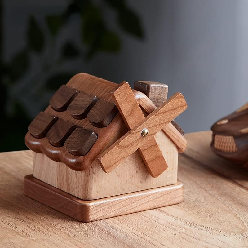 【Къща Елза】 Креативна подарък кабина кутия за млечни зъби дървена кутия за съхранение на подаръци за коса