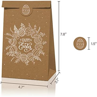 Пакети за подаръци за Великден, подаръчни пакети с шарени честит Великден и заек (12 опаковки)