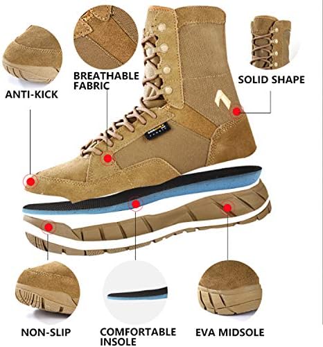 PAVEHAWK Мъжки 8-инчов Тактически Обувки Улични Ежедневни Леки Военни Обувки Coyote за Туризъм, Работа, Бой