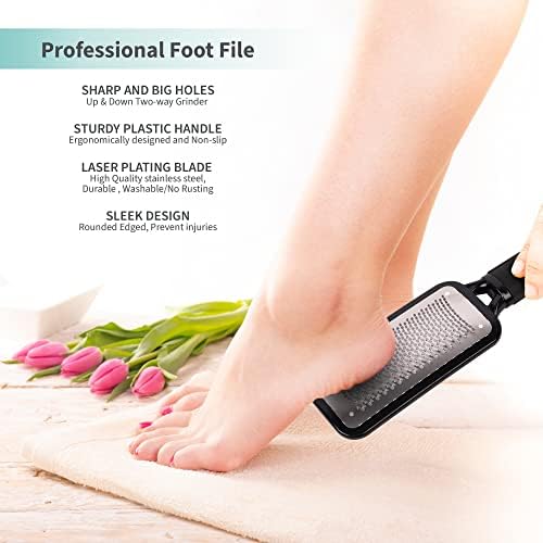 Riorre Professional Foot Scrubber за твърда кожа - Висококачествена Педикюрная пила за крака 3 в 1, Стъргало за краката и средство за премахване на мазоли на краката си, оставляющее