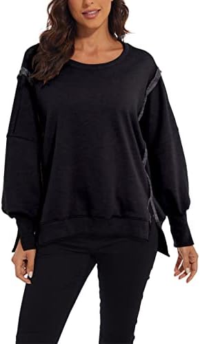 PICPUNMAK жени извънгабаритни чисто Лоскутная hoody ежедневни контраст с цепка отстрани висок нисък подгъва гадже пуловер топ