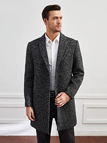 Якета за мъже, Мъжки однобортное палто с ревера (Цвят: Тъмно сив, Размер: X-Large)