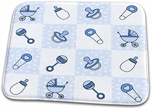 3dRose Вероника Salak Designs Baby - Подарък За новороденото Синьо - Постелки за баня (rug-13835-1)