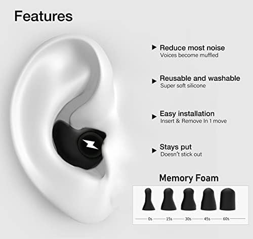 Тапи за уши за сън с шумопотискане, тапи за уши с шумопотискане, Силиконови Термопластична тапи за уши с три нива на звукоизолация