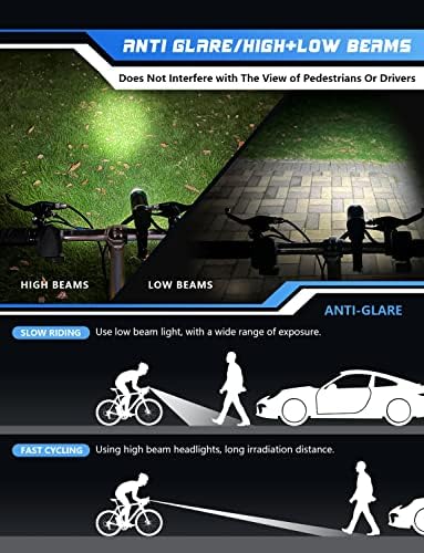 【2023】 AOOSTAR Bike Light, Велосипедна фаровете за нощно каране, USB Акумулаторни Велосипедни фарове, 1000 Лумена, супер