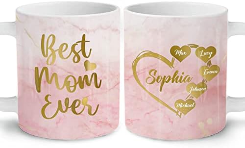 Уникалната персонализирана кафеена чаша Best Mom Някога - Розовата мраморна чаша - най-Добрите подаръци за майки