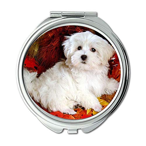 Огледало,Компактно Огледало,Кученца Булдог кучета домашни любимци изтегляне на кучето,карманное огледало, 1 X 2X Увеличение на