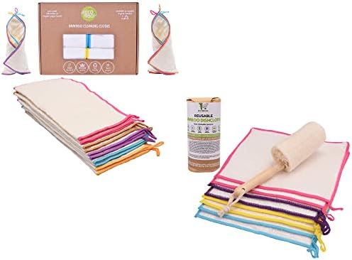 Комплект електронна кърпи и кърпички за миене на съдове ECOBOO включва в себе си 10 многократно бамбукови кърпи (4 слой) и 8