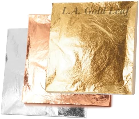Сусальное злато Лос Анджелис: Смесете и вземете EN-5000 за покритие от имитация на злато, сребро и естествена мед (5,5 х 5,5) (3000 листа от имитация на сребро + 2000 листа от ест