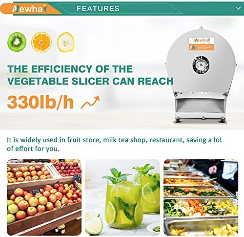 Newhai 0-10 мм Търговска машина за нарязване на лук, картофи пържени картофи, домати, Електрическа Машина за рязане на зеле, машина за нарязване на зеленчуци, плодове, 0-0,4