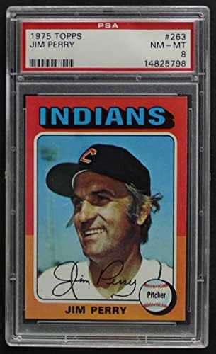 1975 Topps # 263 Джим Пери Кливланд Индианс (Бейзболна картичка) PSA PSA 8.00 индианс