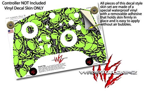 Vinyl обвивка WraptorSkinz Decal, съвместима с контролер XBOX One S / X - Пръснати черепи неоново зелено (контролер В