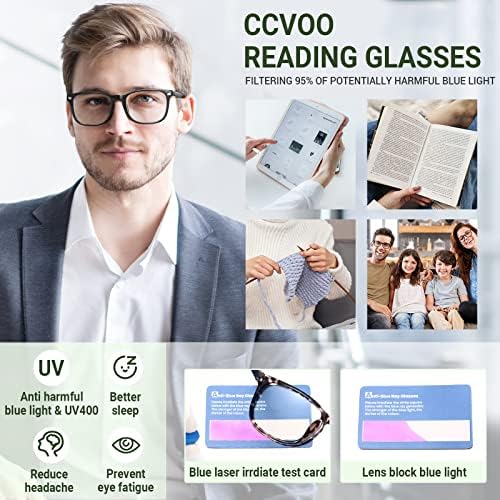 CCVOO, Блокер Синя светлина Очила За четене, Срещу главоболие/Отблясъци/Напрежение в очите, Компютърни Очила За четене,