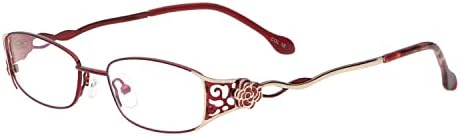 HELES Женски Правоъгълни Очила за четене с една лупа за четене в пълна рамка с Антирефлексно UV покритие, Очила за четене-Червена|| Сила +2,50