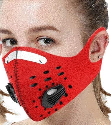 Защитна маска с филтър и по 2 клапана на цилиндър от неопрен Червен цвят