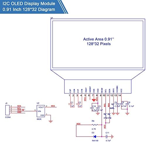 5 Бр. Модул на дисплея I2C 0,91 см Модул OLED-дисплей I2C Драйвера OLED екрана I2C dc 3.3v ~ 5 В (бял цвят на дисплея)