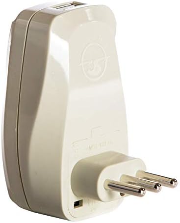 Plug-адаптер OREI 3 в 1 за пътувания в Италия с USB и защита от пренапрежение - Тип L за заземяване - Италия и много други