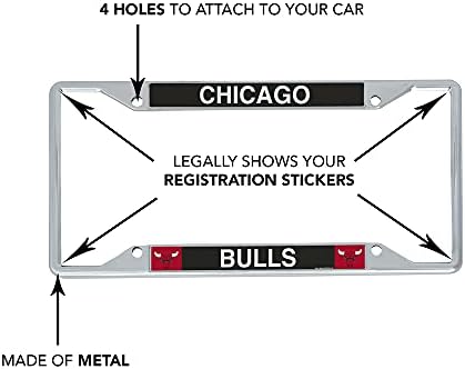 Метална рамка регистрационен номер на екипа НБА Чикаго Булс за предната или задната част на автомобила, официално лицензиран (Името на отбора)
