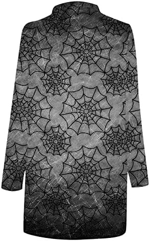 Пуловери за Хелоуин с отворена Предна Част, Дамски Блузи с Дълъг Ръкав, Тиква Принт под формата на Паяжина,