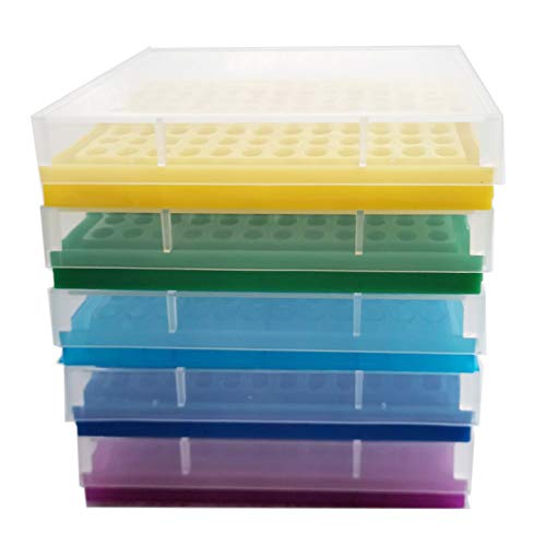 Поставка за PCR-пробирок за микропробирок обем 0,2 мл, набор от матрици 8 x 12 5 парчета (синьо /Светло синьо / Жълто / Лилаво