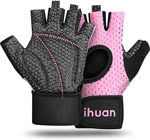 Дишащи ръкавици за вдигане на тежести ihuan: Спортни ръкавици за фитнес зала без пръсти, с подкрепата на китките | Подобряване