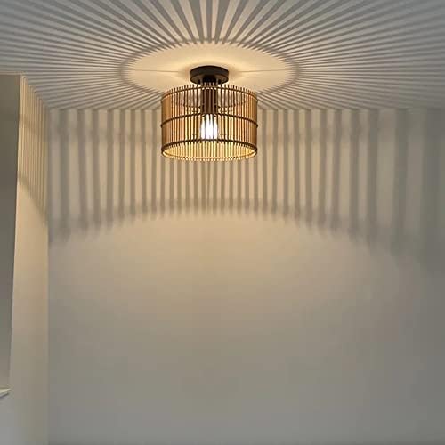 LAMPRESSION 1-Лампа Ръчна изработка От Ратан, Тавана лампа с подово Монтиране, 11,8 , Бохем Лампа от Естествен