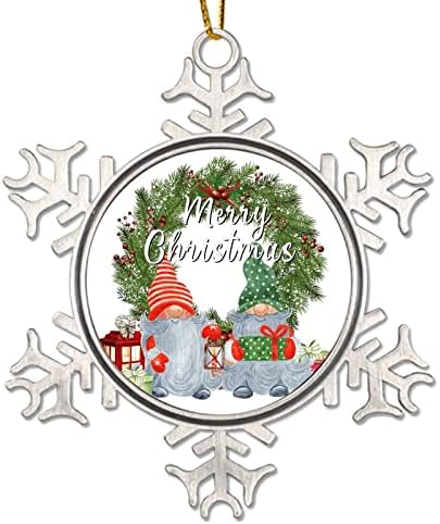 Коледен Гном Метален Орнамент във формата на Снежинки Санта Елфи Украшения във Формата на Снежинки За Вътрешно Начало Декор