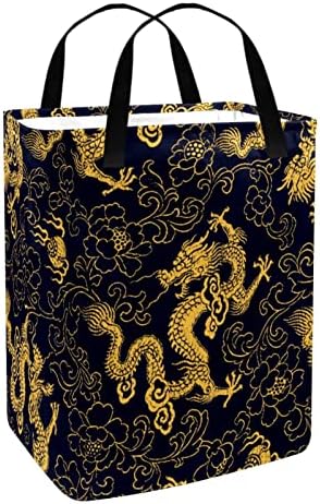 Китайската Сгъваема Кошница за Дрехи с Изображение на Златния Дракон, 60Л Водоустойчив Кошници за Бельо, Кошница