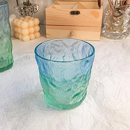 Чаши за пиене DawnTrees, (9 грама), Стъклени чаши за пиене с повдигнат текстура на ледника, чаши за уиски, сок, вино и коктейли,