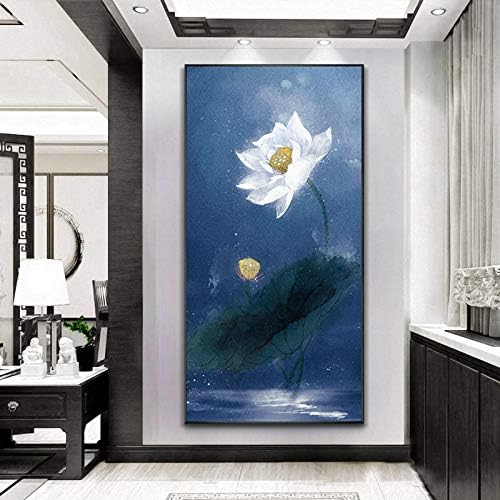 Tangjuestj Голяма Традиционна Китайска Живопис, Ръчно Рисувани, Лотос през Нощта, монтиран на стената Арт Пейзаж, Картина с маслени