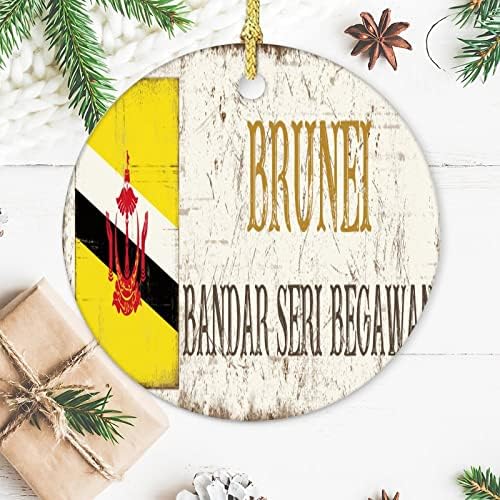 Керамичен Коледен Орнамент Столицата На Бруней Bandar Seri Begawan Коледен Подарък-Коледна Украса Украса На Паметта